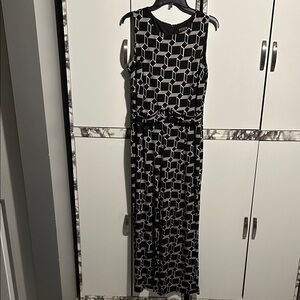 Enfocus Studio Black and Tan Geometric Jumpsuit